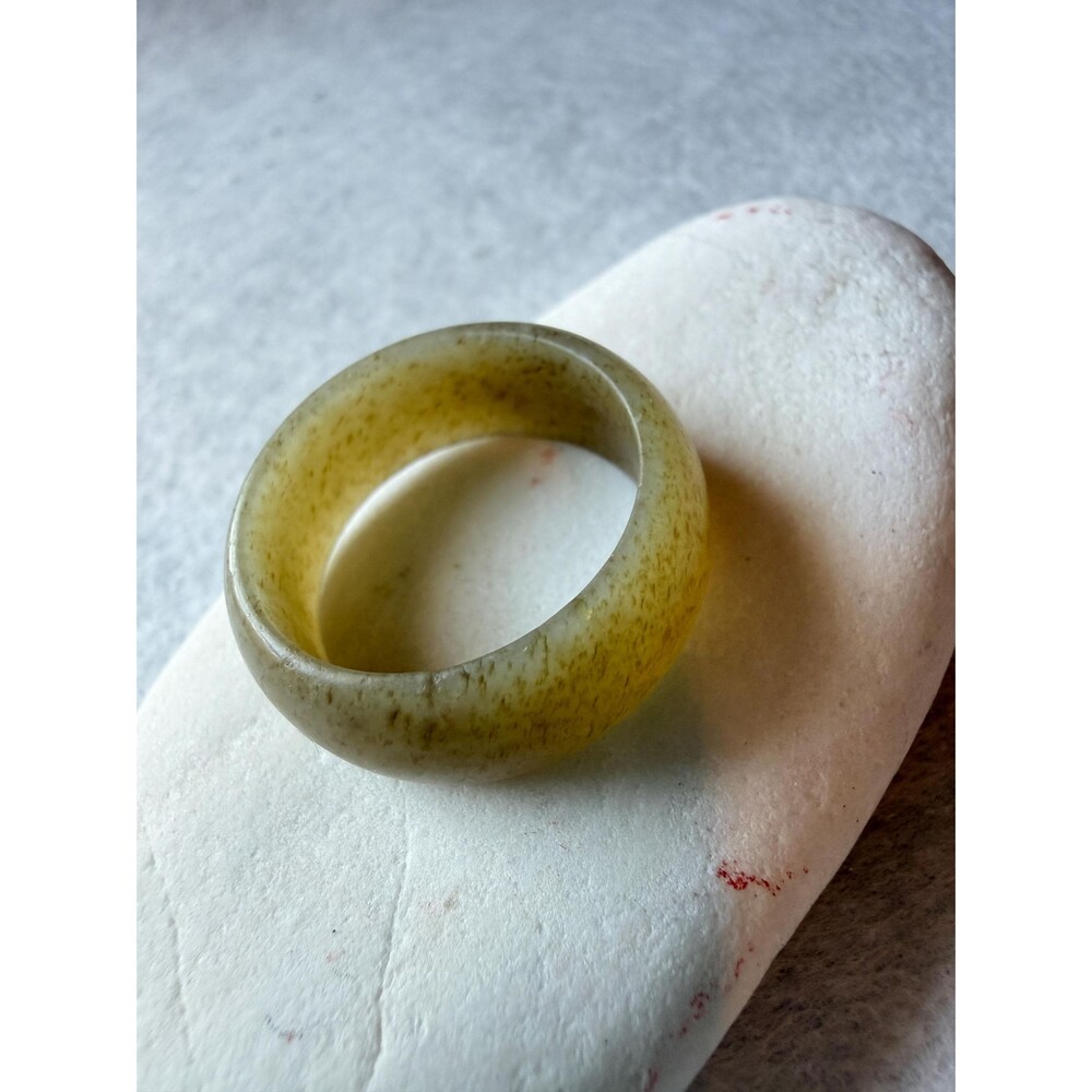 Honey Jade Ring Band Natural brown patterned Nephrite Earthy Jade Ring sz 7